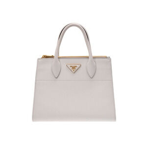 Prada Paradigm Handbag White Black Saffiano Leather Strap